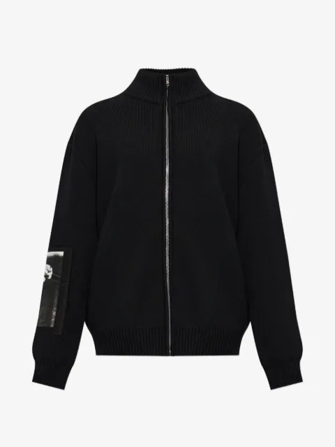 Balenciaga cardigan côtelé à patch logo