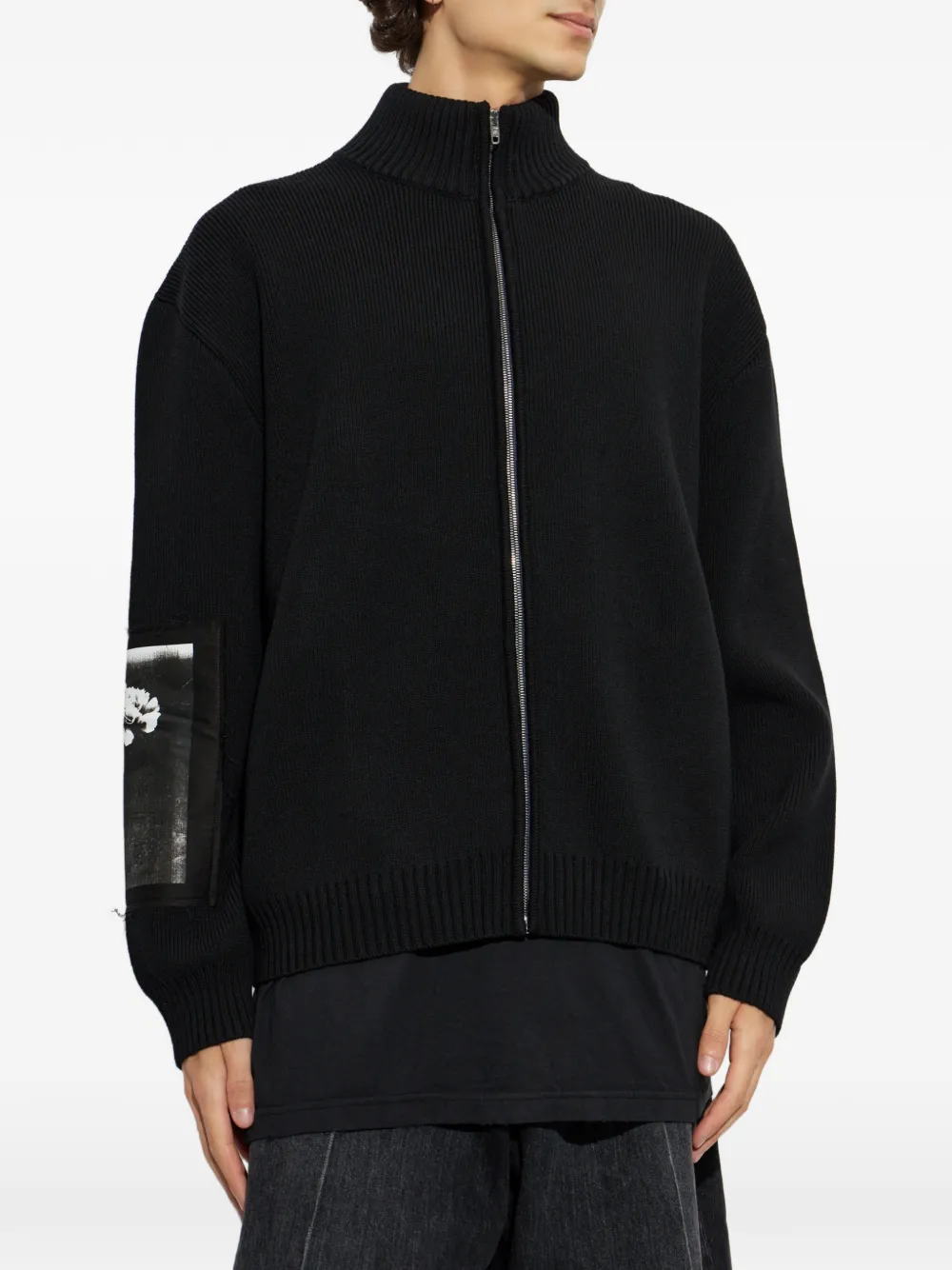 Balenciaga Gebreid vest met rits en patches Zwart