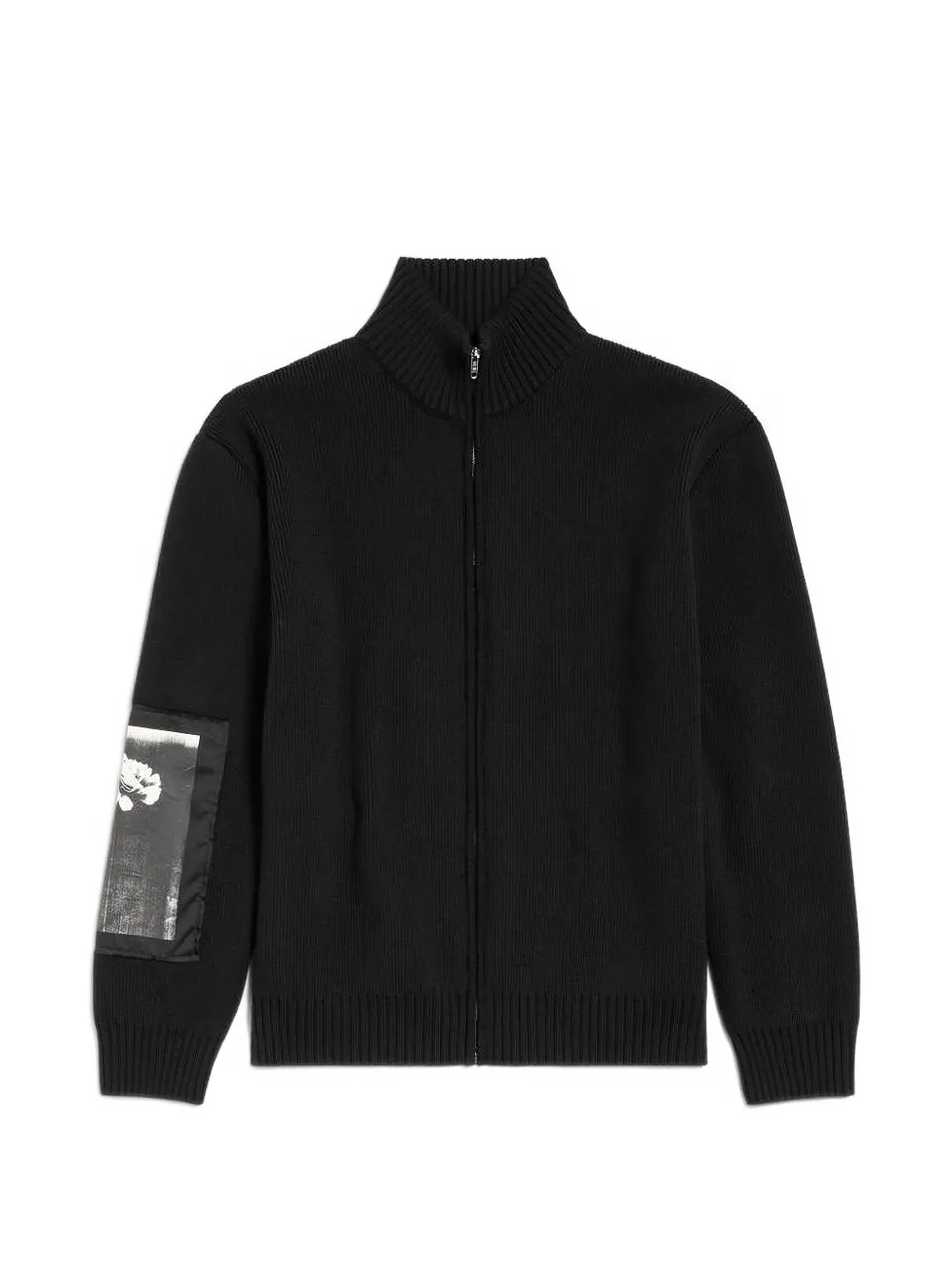 Balenciaga logo-patch ribbed-knit cardigan - Nero