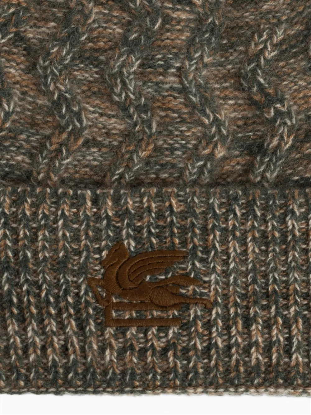 ETRO Kabelgebreide muts met geborduurd logo Groen