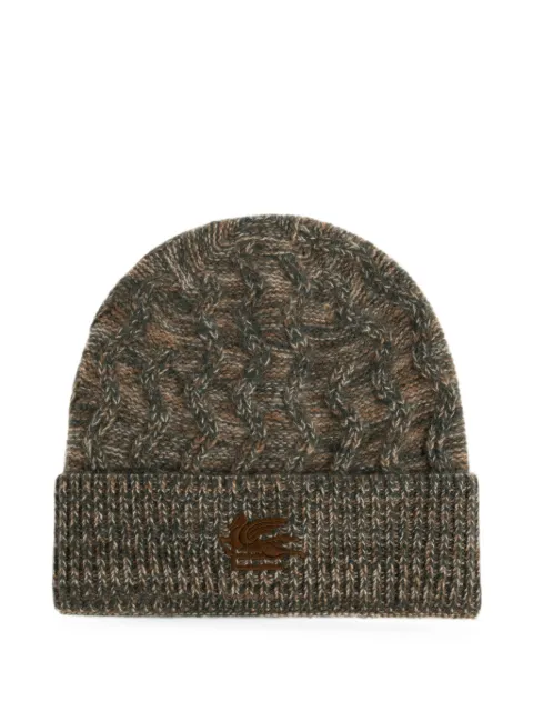 ETRO cable-knit embroidered-logo beanie hat