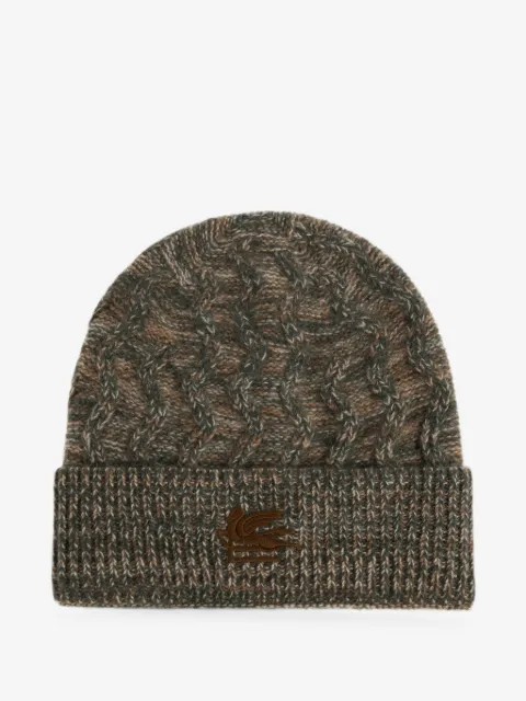 ETRO cable-knit embroidered-logo beanie hat