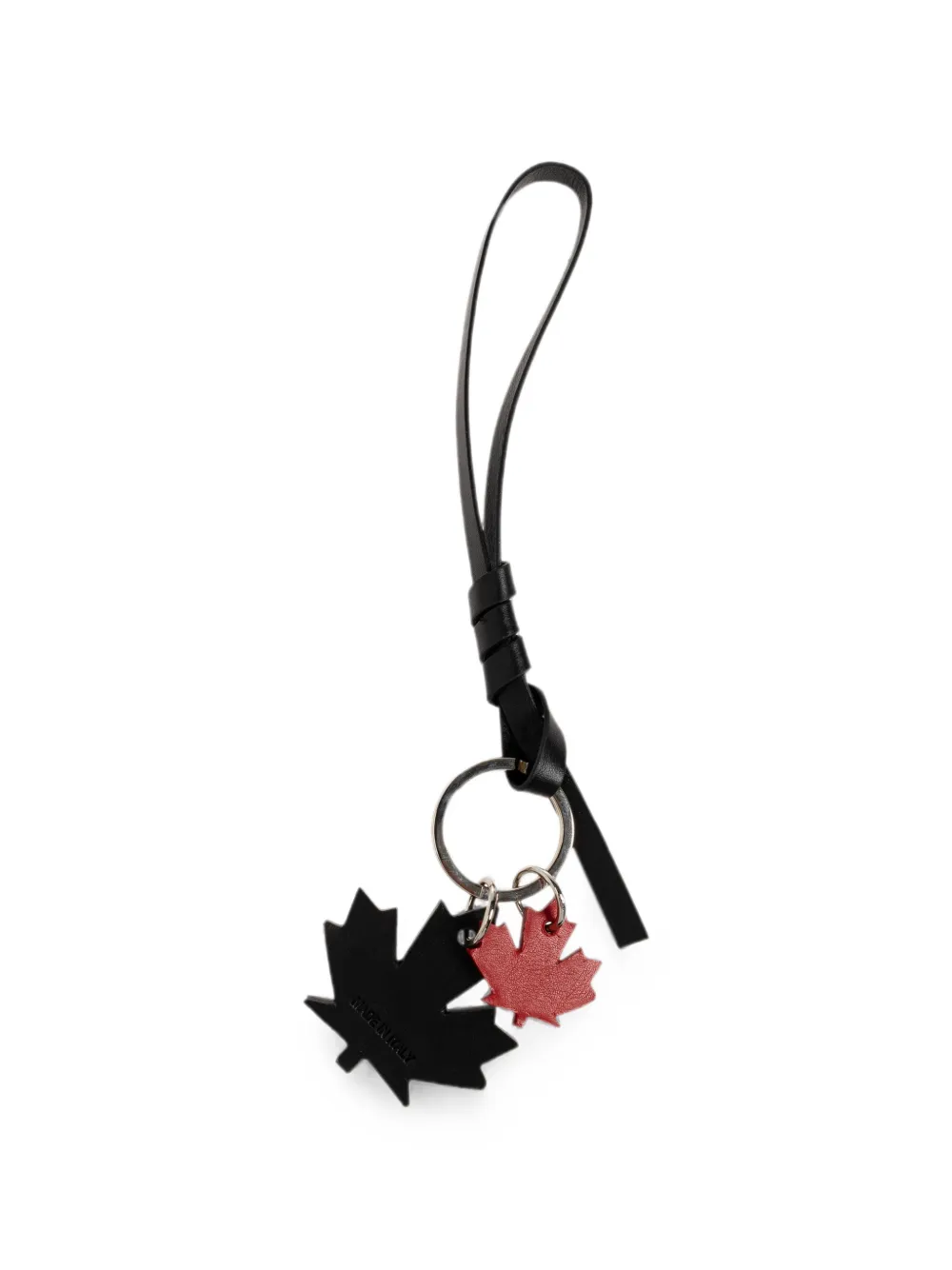 Dsquared2 Maple-leaf Leather Keyring In Black