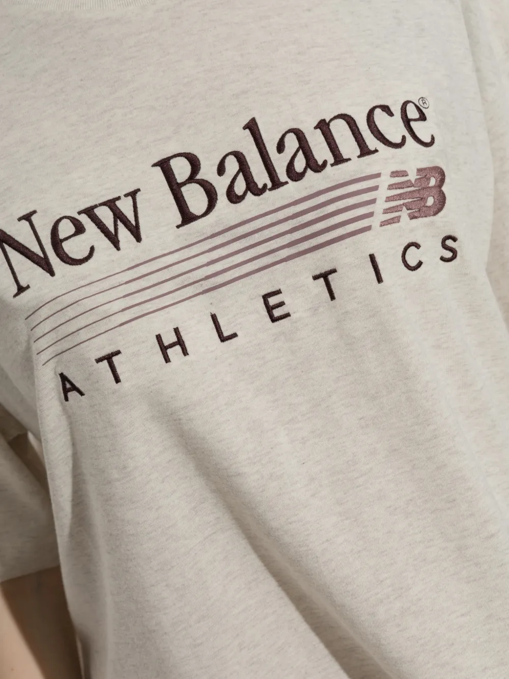 New Balance Trackside logo-print T-shirt Beige