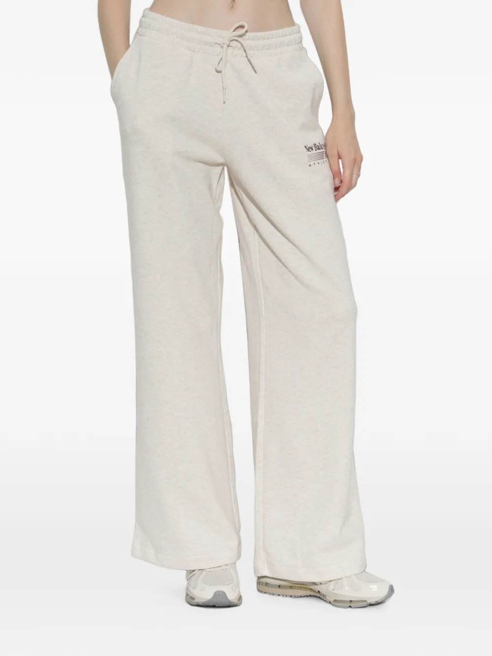 New Balance Trackside logo-print drawstring track pants Beige