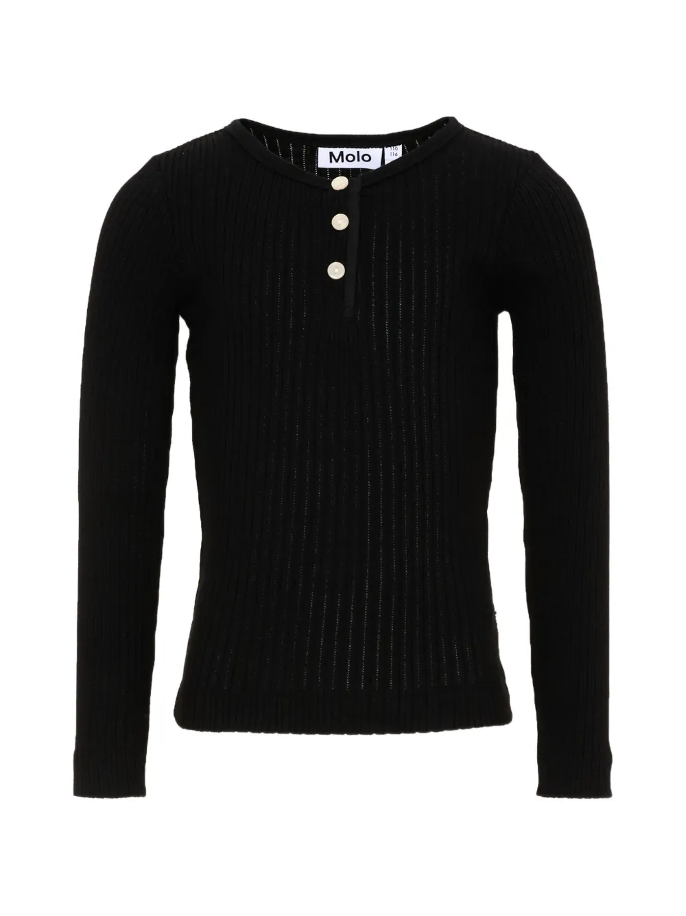 Molo Ruby ribbed-knit henley T-shirt - Nero