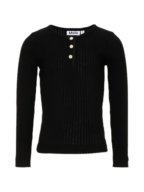 Molo camiseta Ruby de punto de canalé con cuello henley