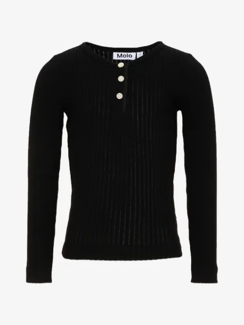 Molo camiseta Ruby de punto de canalé con cuello henley