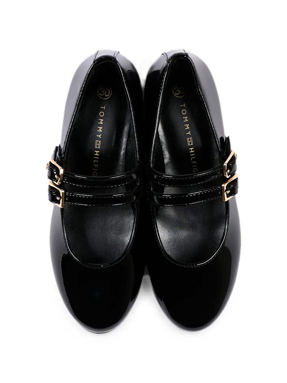Tommy Hilfiger Junior double buckle-fastening leather ballet flats Zwart
