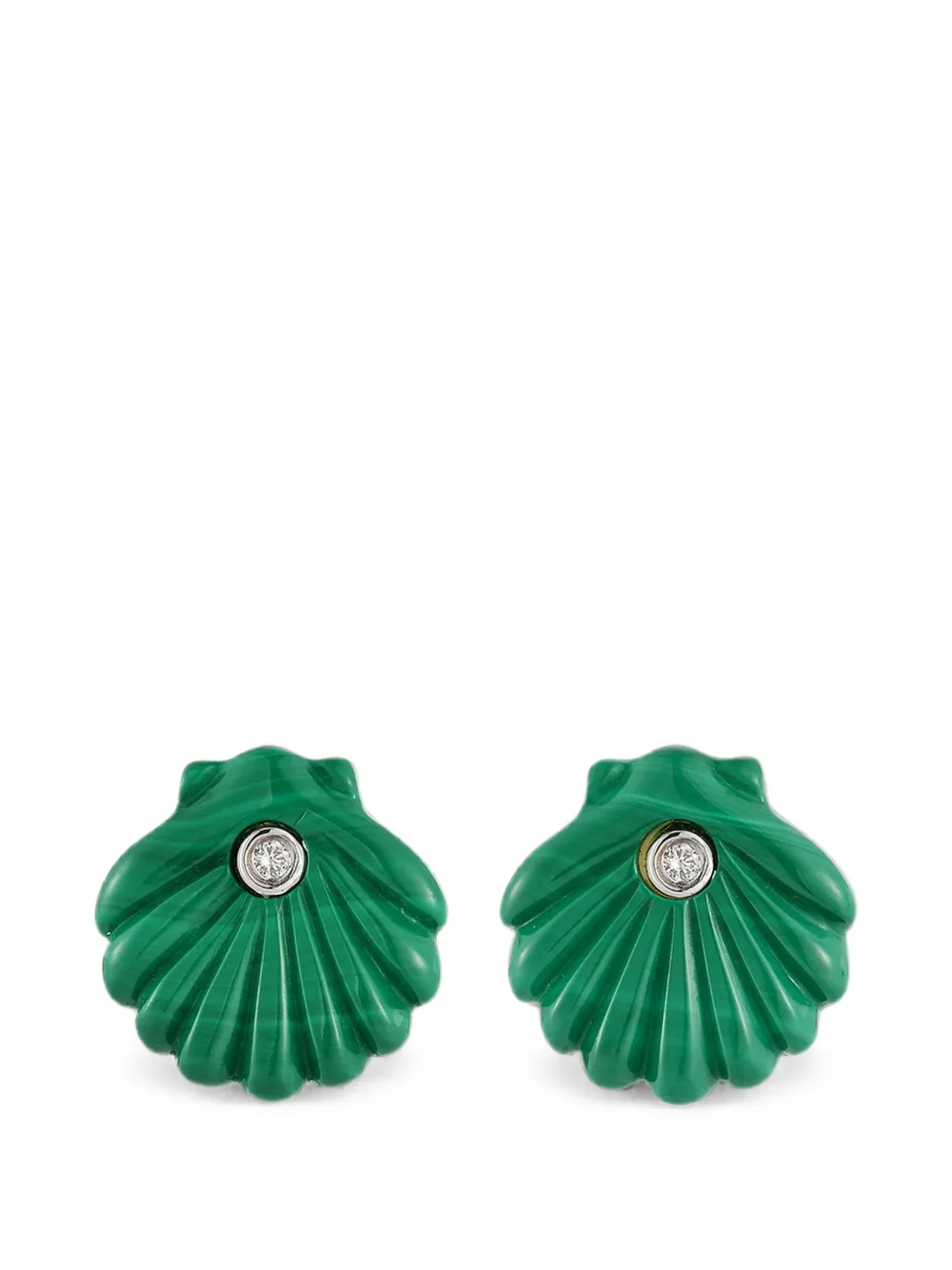 Mateo Venus carved malachite and diamonds earrings - Oro