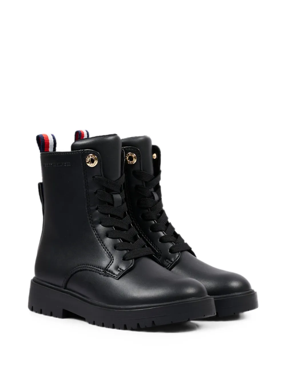 Tommy Hilfiger Junior lace-up leather boots Zwart