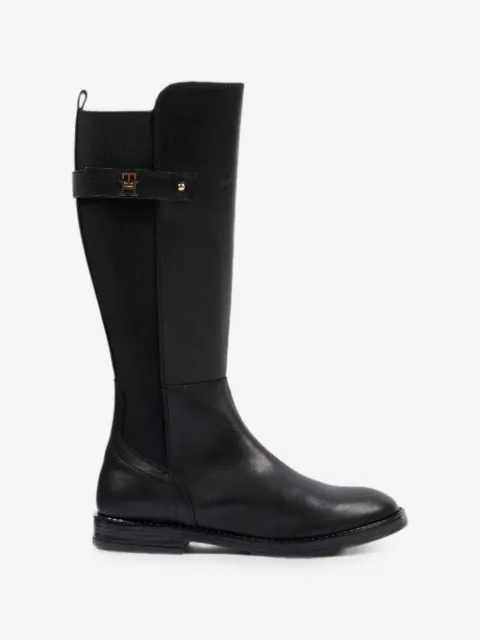 Tommy Hilfiger Junior logo-plaque buckled knee-high boots