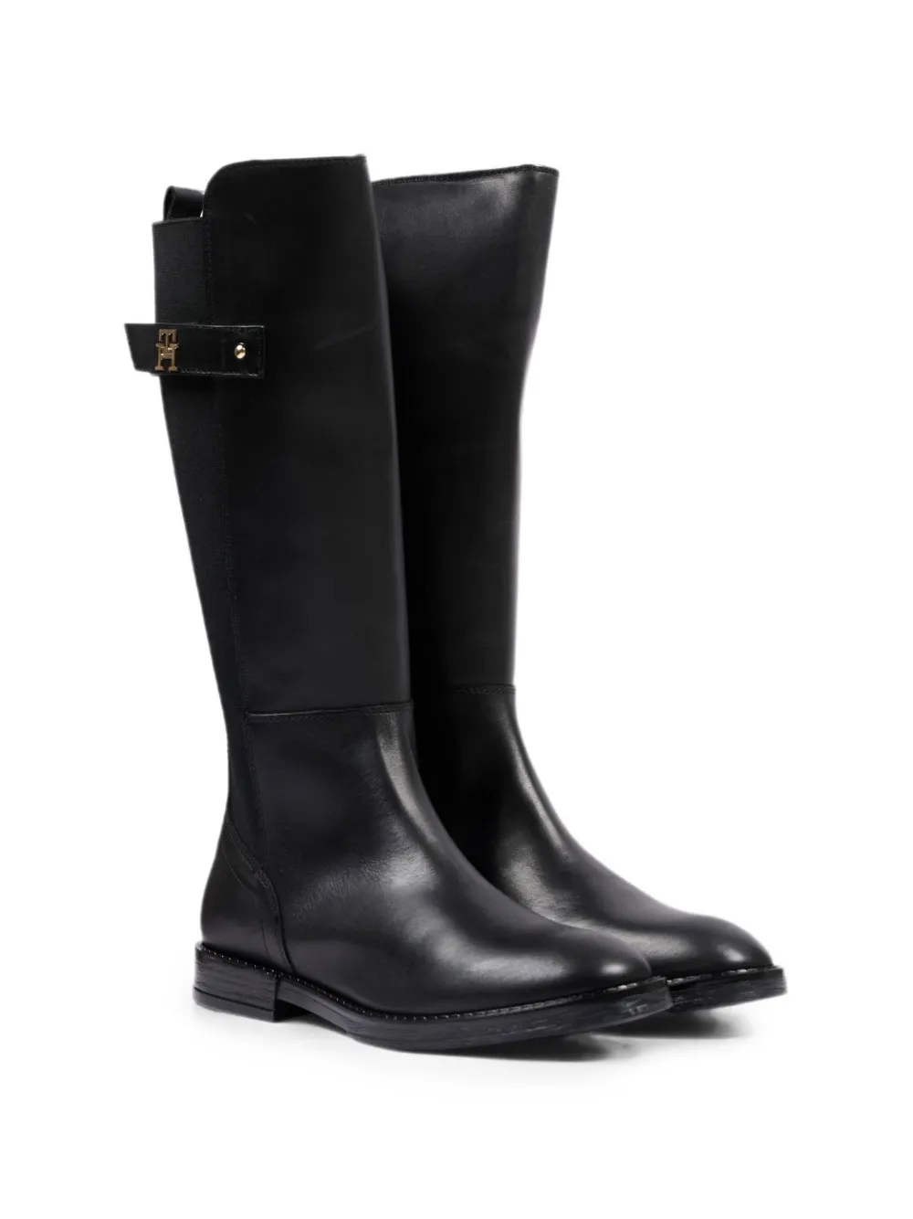 Tommy Hilfiger Junior logo-plaque buckled knee-high boots Zwart