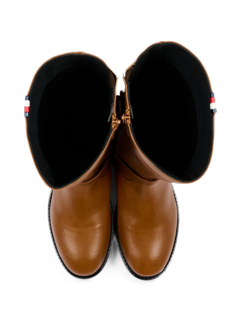 Tommy Hilfiger Junior monogram-plaque leather boots Bruin