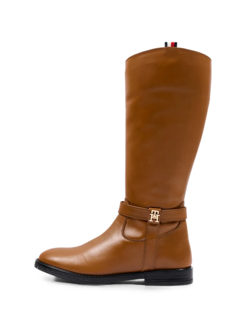 Tommy Hilfiger Junior monogram-plaque leather boots Bruin