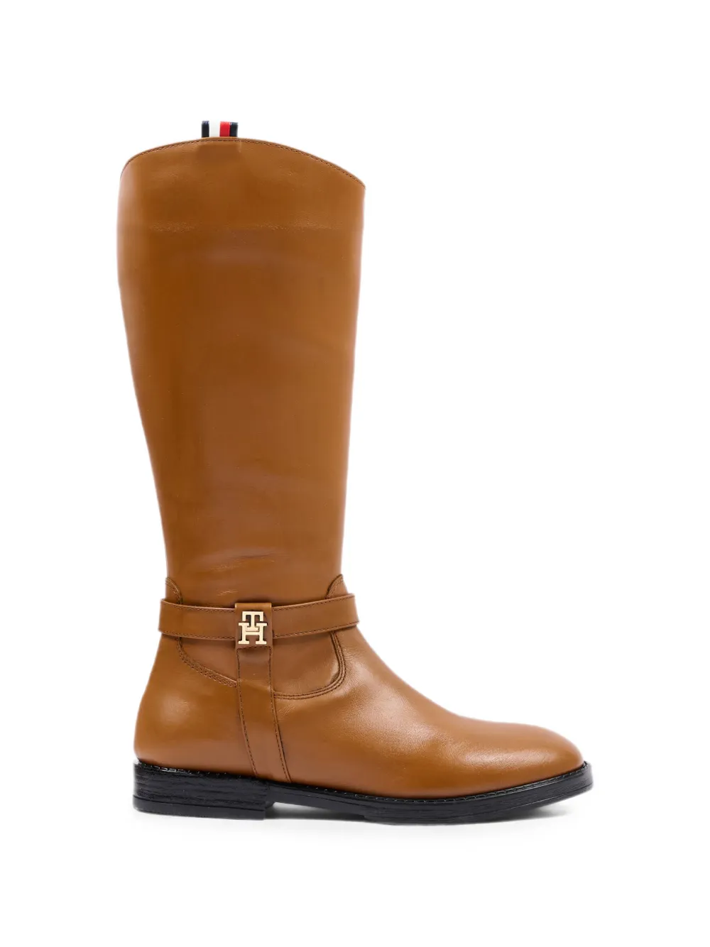 Tommy Hilfiger Junior monogram-plaque leather boots - Marrone