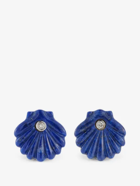 Mateo Venus carved lapis and diamonds shell earrings