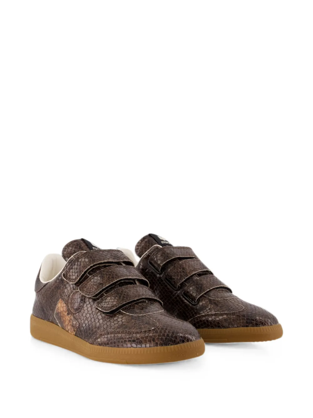 ISABEL MARANT Beth snakeskin-effect touch-strap sneakers Bruin