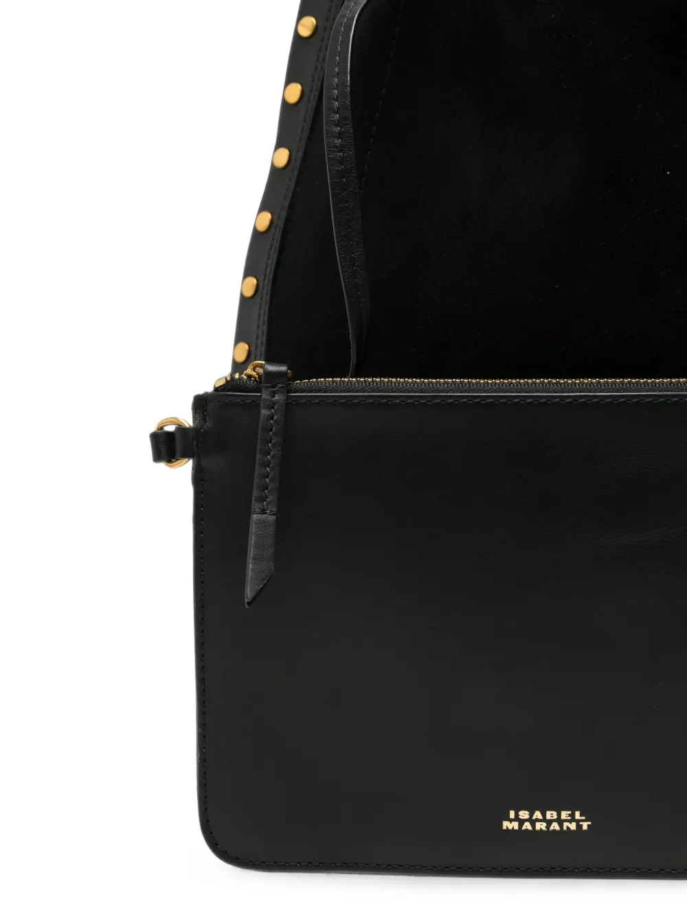 ISABEL MARANT Oskan Soft schoudertas met studs Zwart