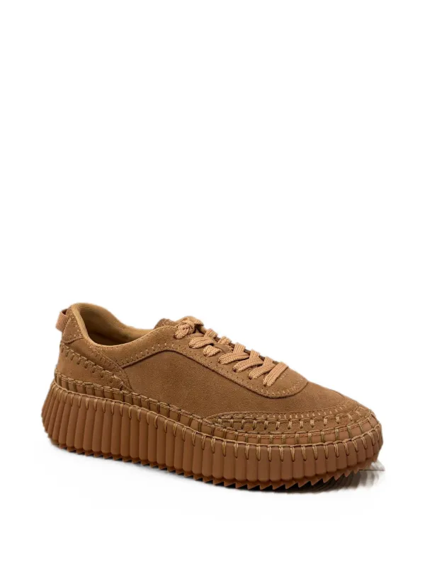 Chloé Nama Whipstitch-trim Sneakers in Brown