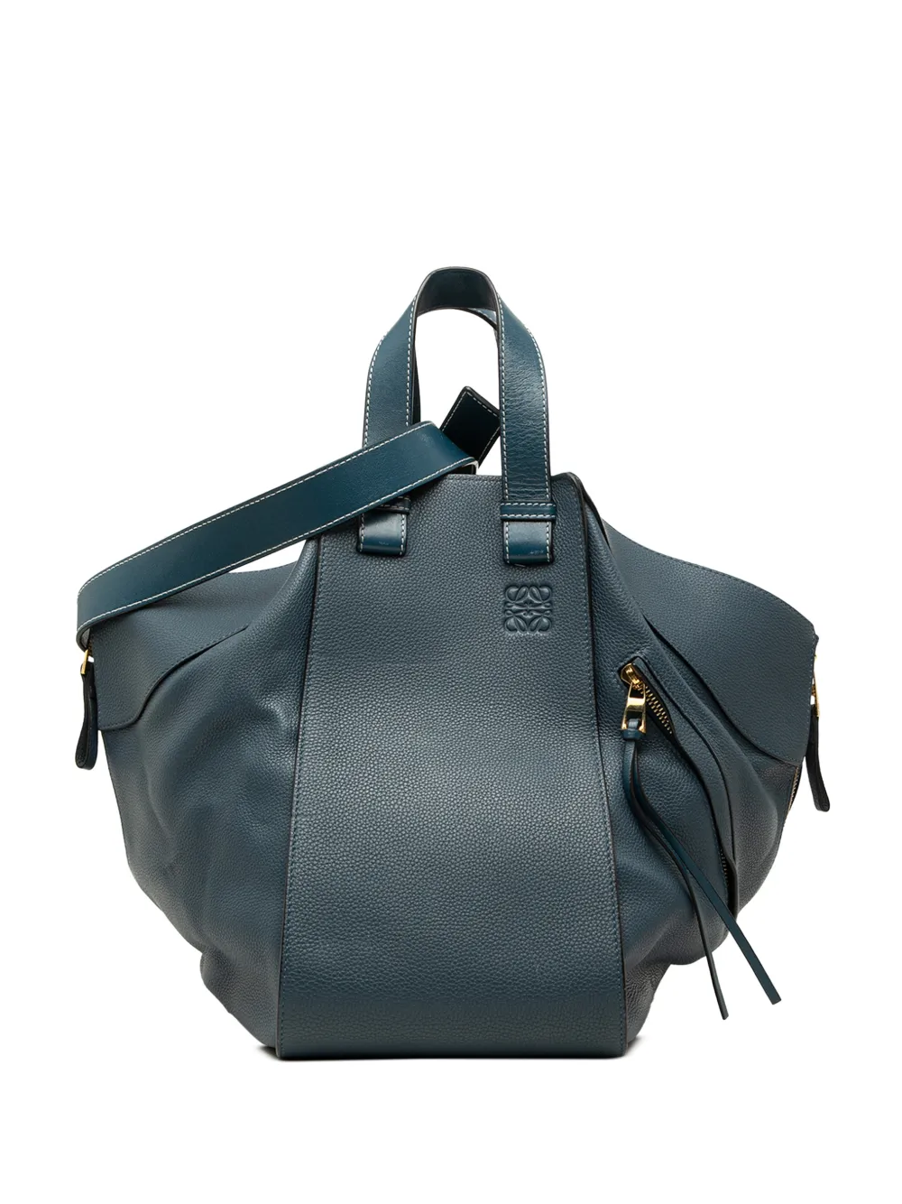 Loewe Pre-Owned Borsa a tracolla Hammock media 2017 in pelle di vitello pieno fiore - Blu