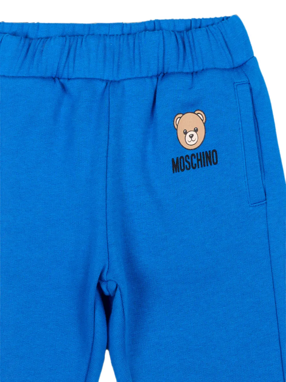Moschino Kids Trainingsbroek met teddybeer- en logoprint Blauw