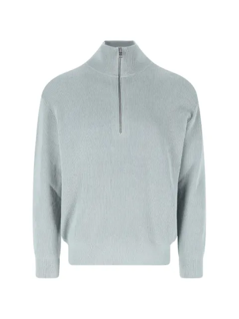 Closed ribbed-knit half-zip sweater
