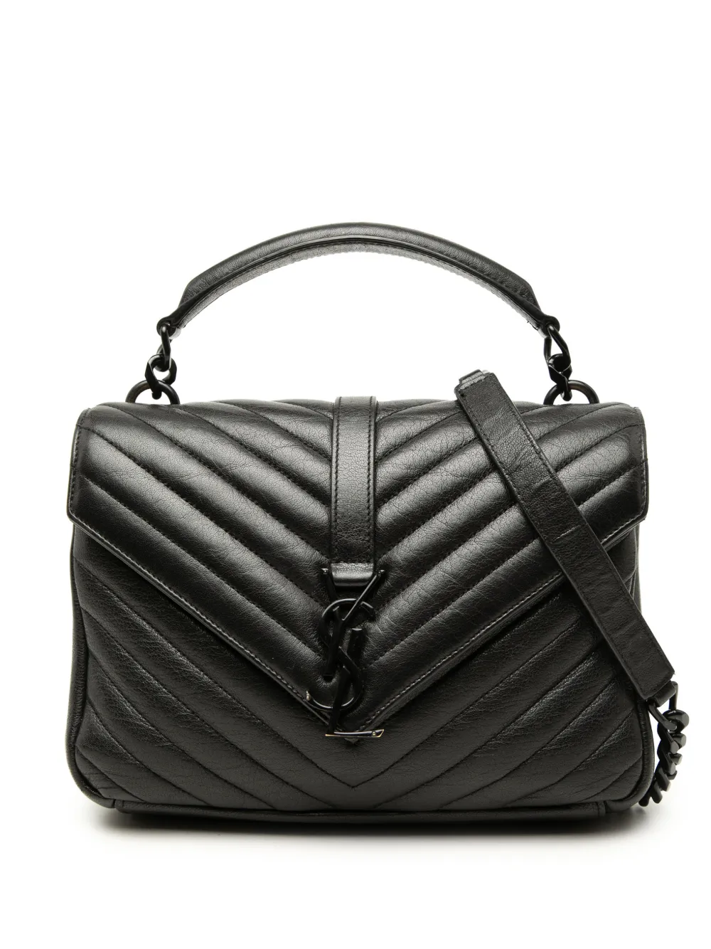 Saint Laurent Pre-Owned Borsa a tracolla College media con monogramma 2016 - Nero