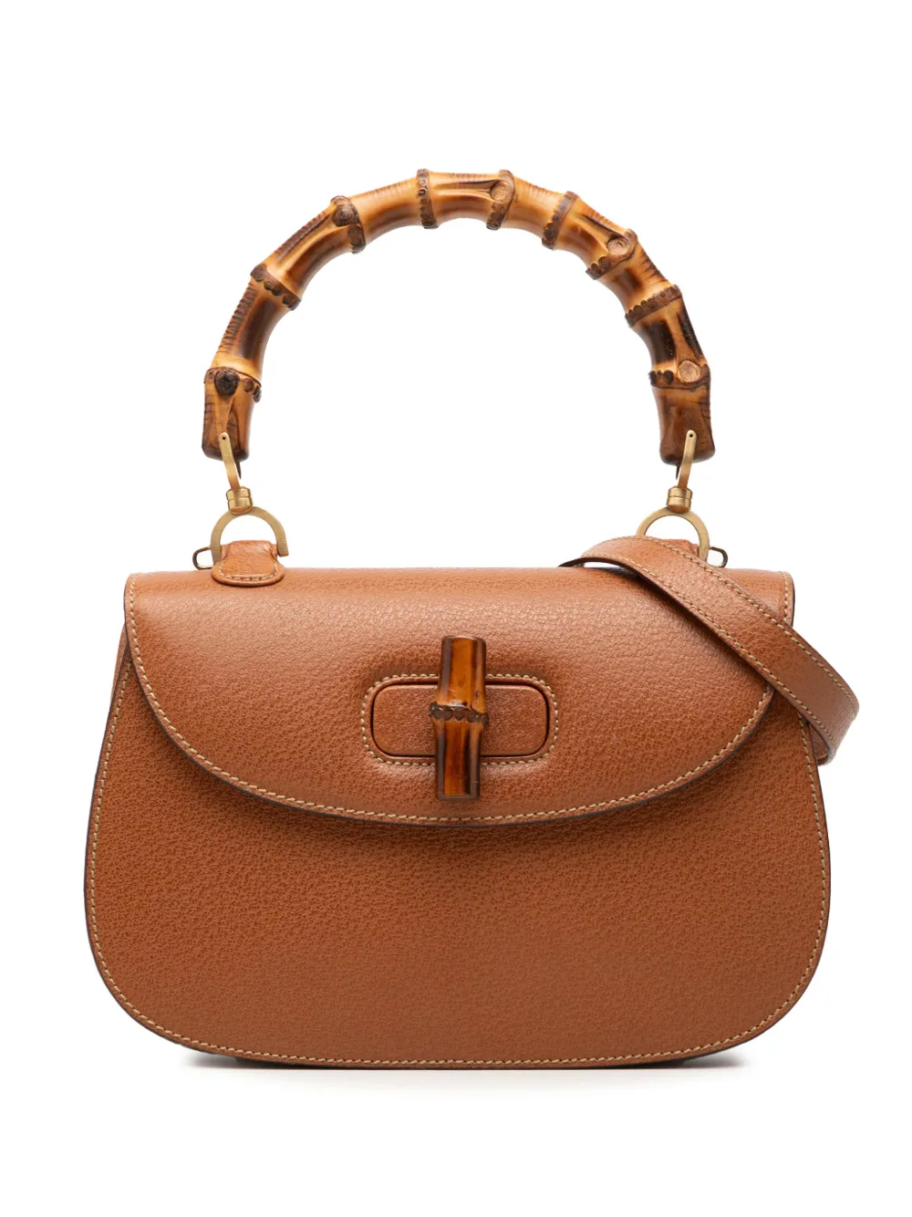 Gucci Pre-Owned Borsa a tracolla Night in pelle di vitello zigrinata con bambù XX secolo - Marrone