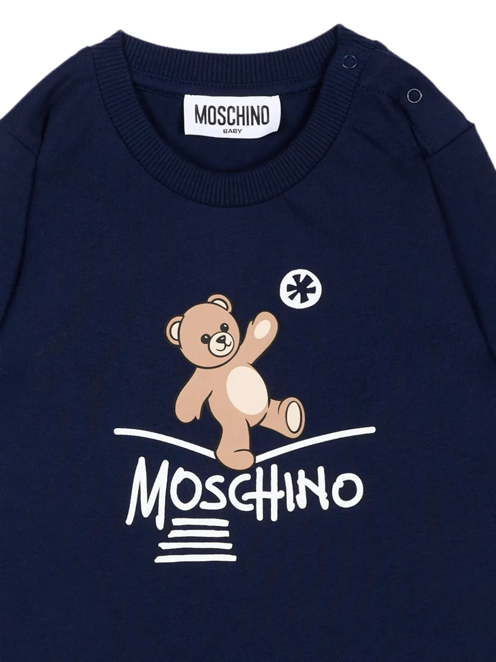 Moschino Kids T-shirt met lange mouwen en teddybeerprint Blauw