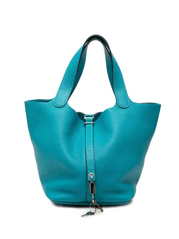 Hermès Pre-owned 2014 Clemence Picotin Lock 22 Handbag in Blue