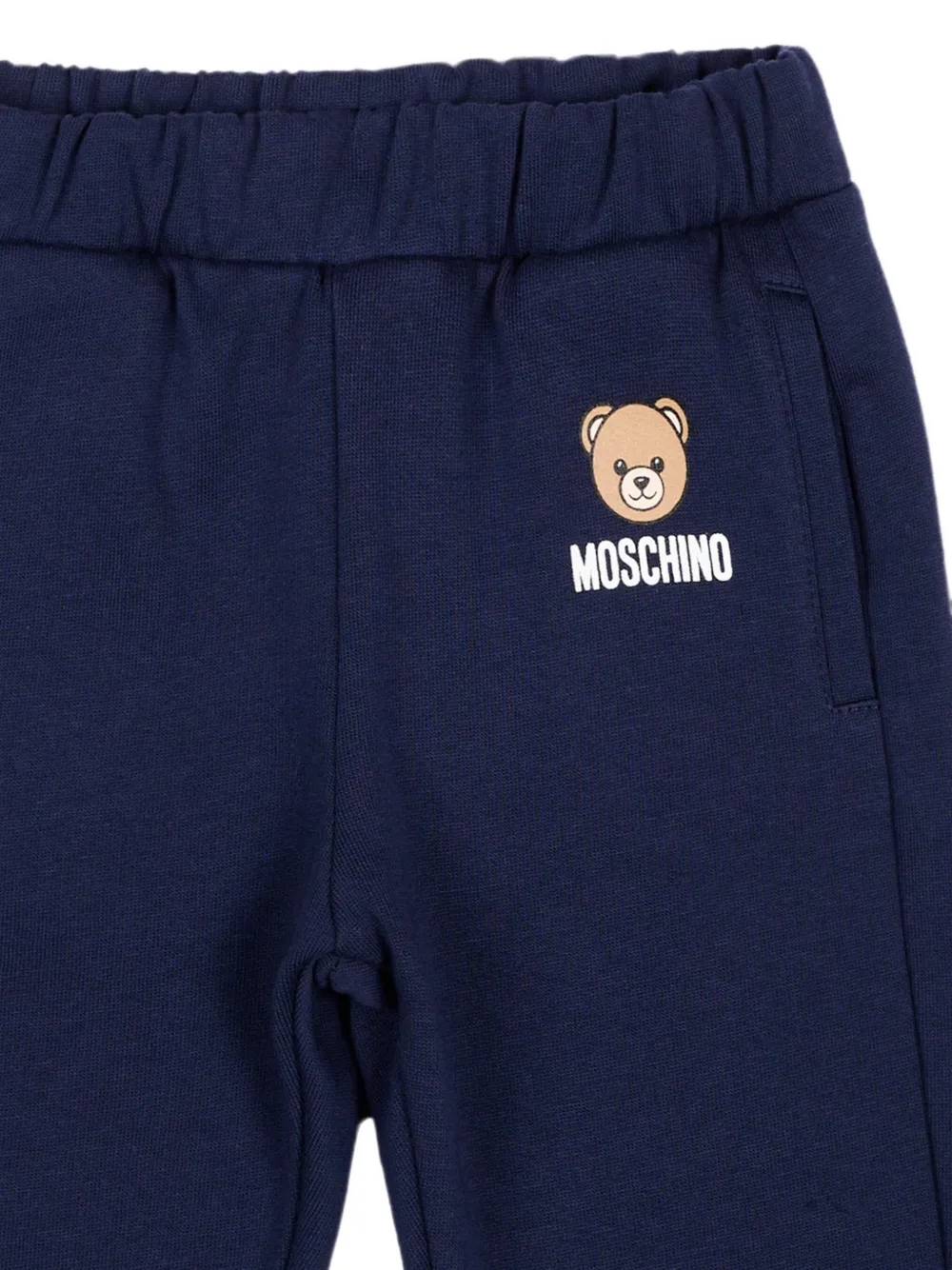 Moschino Kids Trainingsbroek met teddybeer- en logoprint Blauw