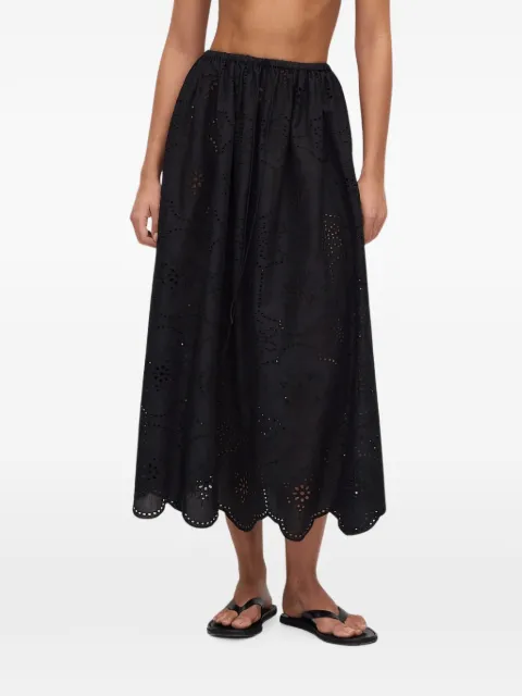 Matteau broderie-anglaise scalloped midi skirt