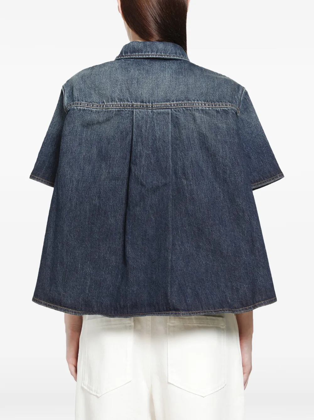 LOEWE Overhemd met geborduurd logo en korte mouwen Blauw