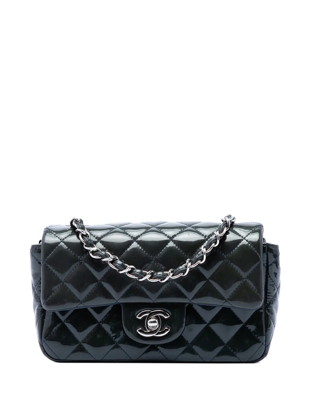 CHANEL Pre-Owned 2014-2015 Mini Rectangular Classic Patent Single Flap crossbody bag - Blue