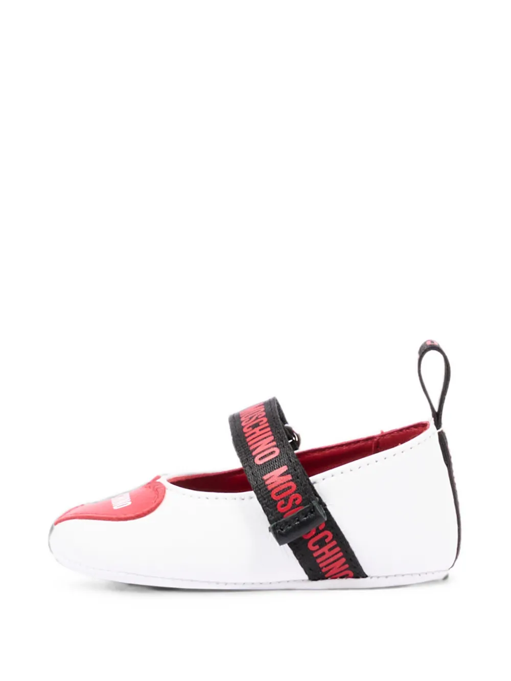 Moschino Kids heart-patch logo-strap ballet flats Wit