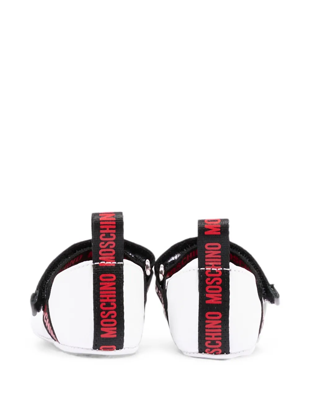 Moschino Kids heart-patch logo-strap ballet flats Wit