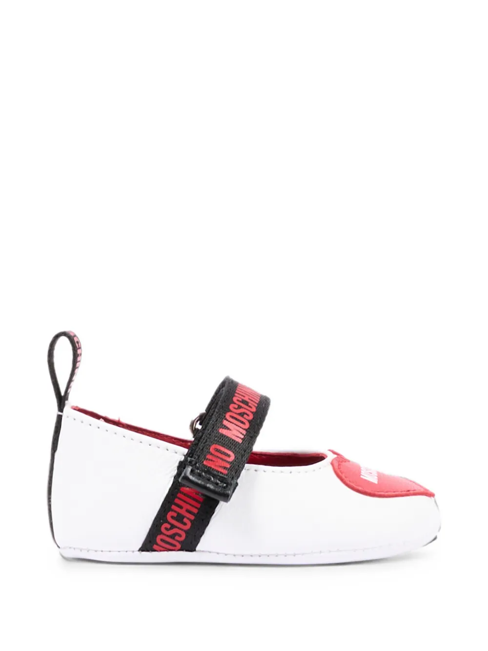 Moschino Kids heart-patch logo-strap ballet flats - Bianco
