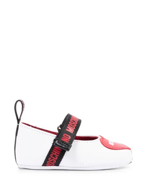 Moschino Kids heart-patch logo-strap ballet flats