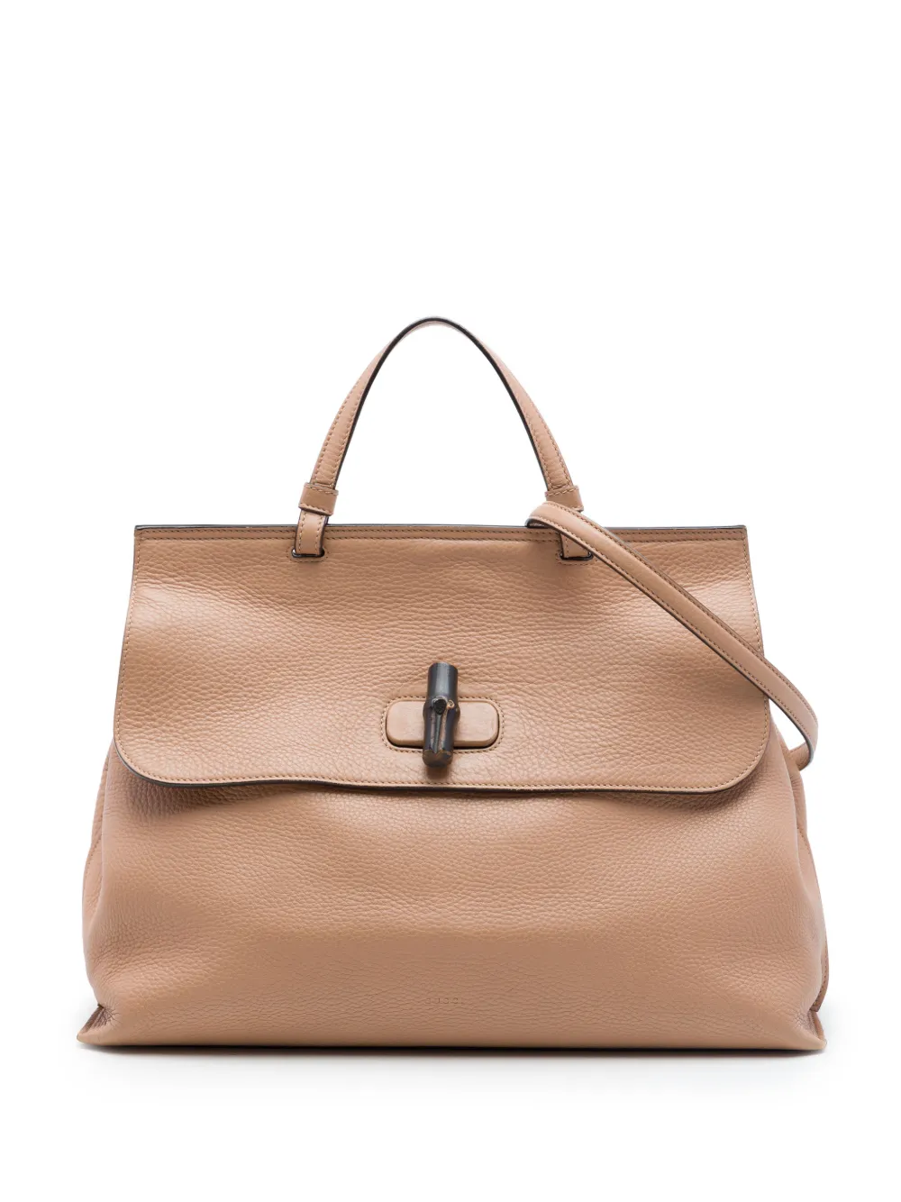 Gucci Pre-Owned 2016-2026 Large Calfskin Bamboo Daily satchel - Neutrals