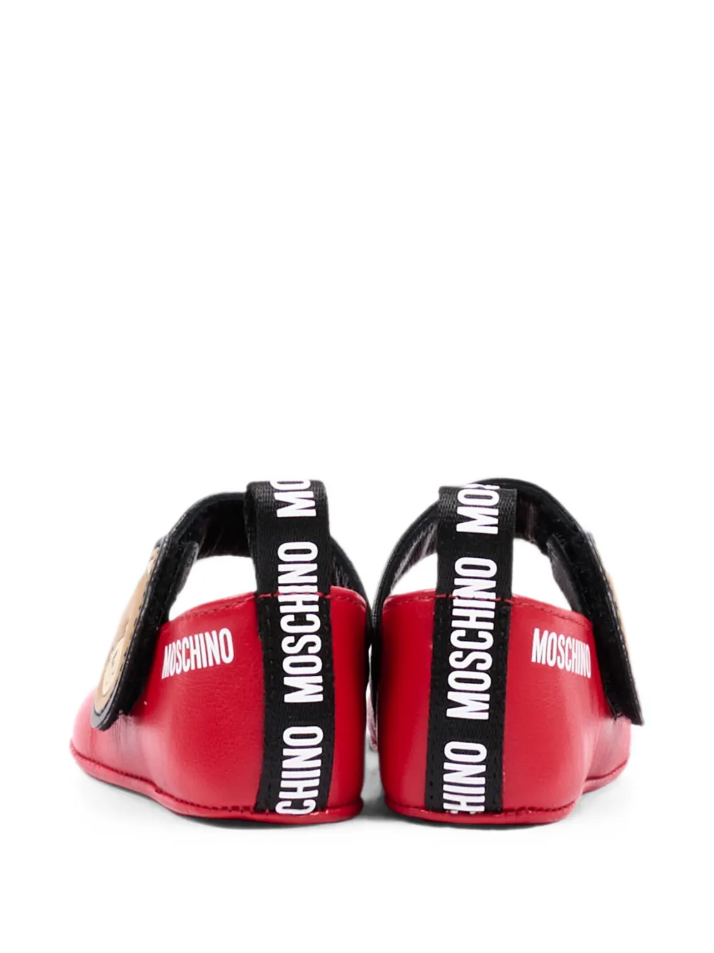 Moschino Kids Teddy Bear touch-strap ballet flats Rood