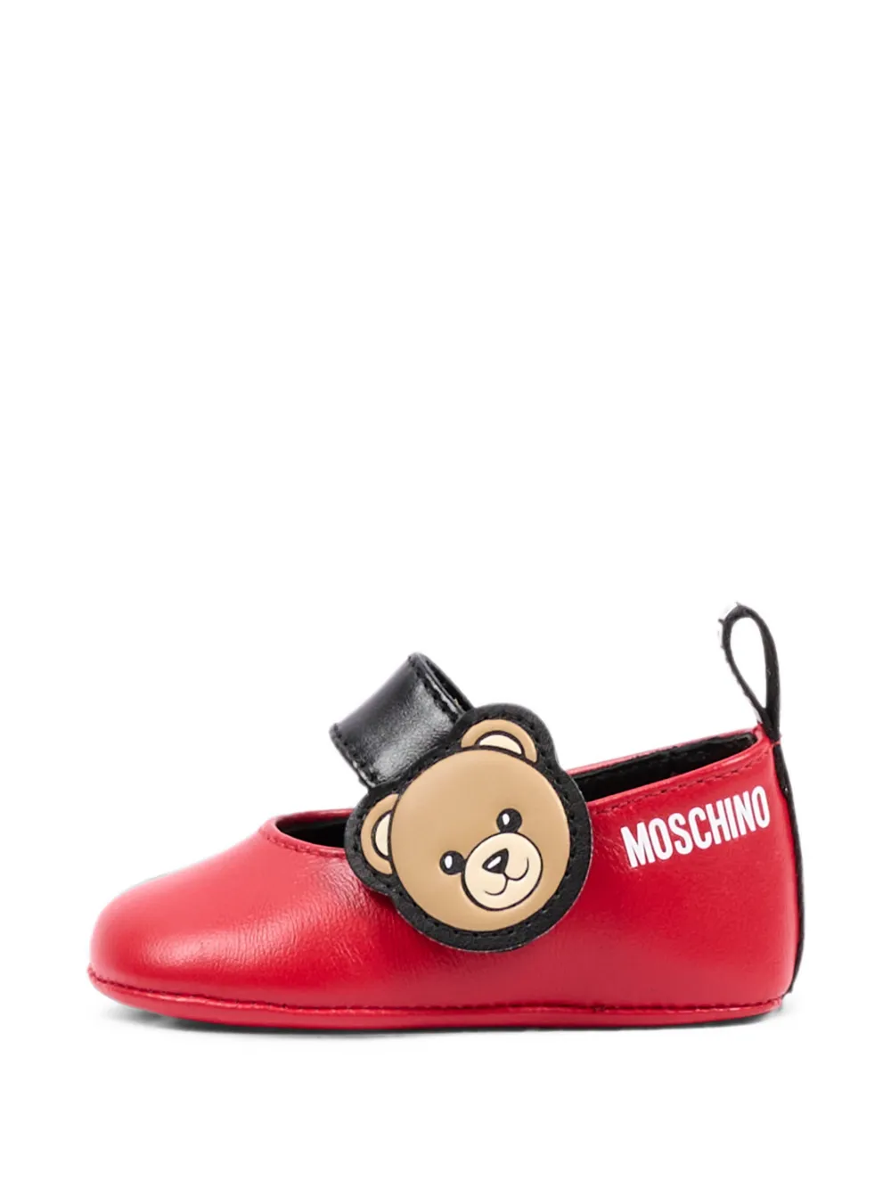 Moschino Kids Teddy Bear touch-strap ballet flats Rood