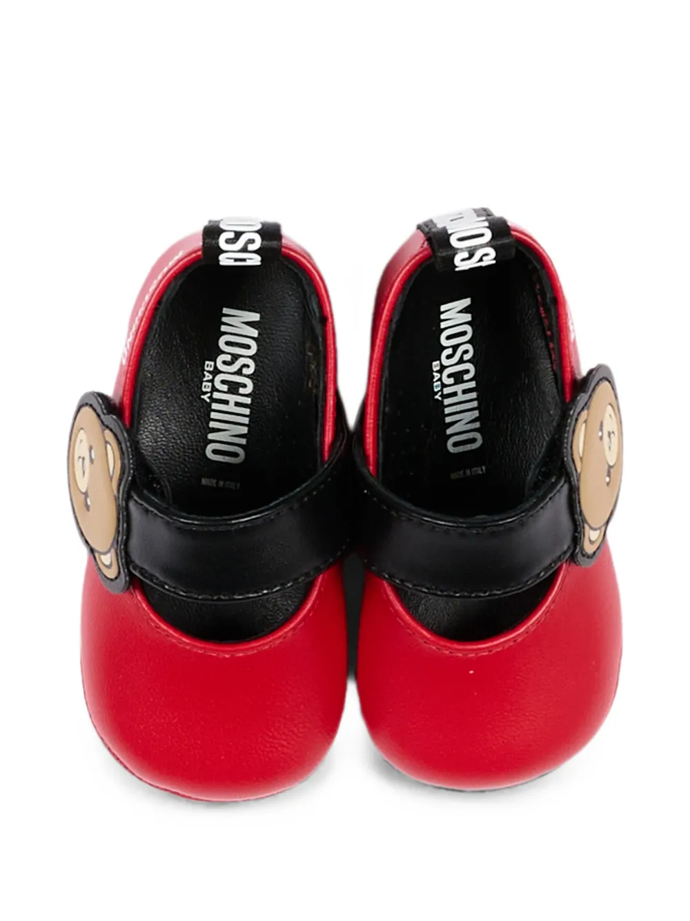 Moschino Kids Teddy Bear touch-strap ballet flats Rood