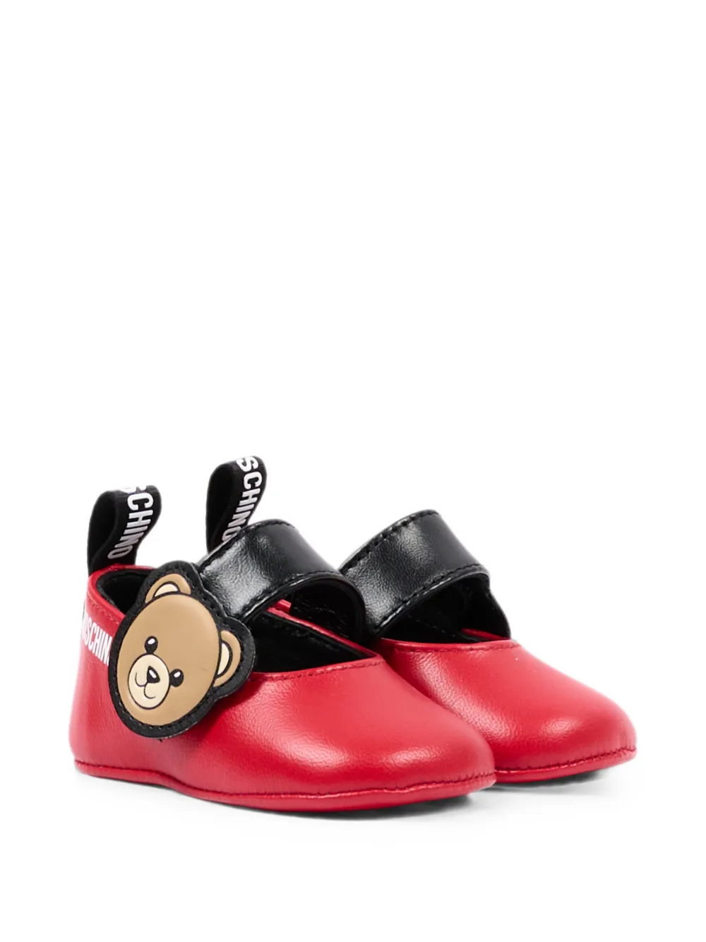 Moschino Kids Teddy Bear touch-strap ballet flats Rood
