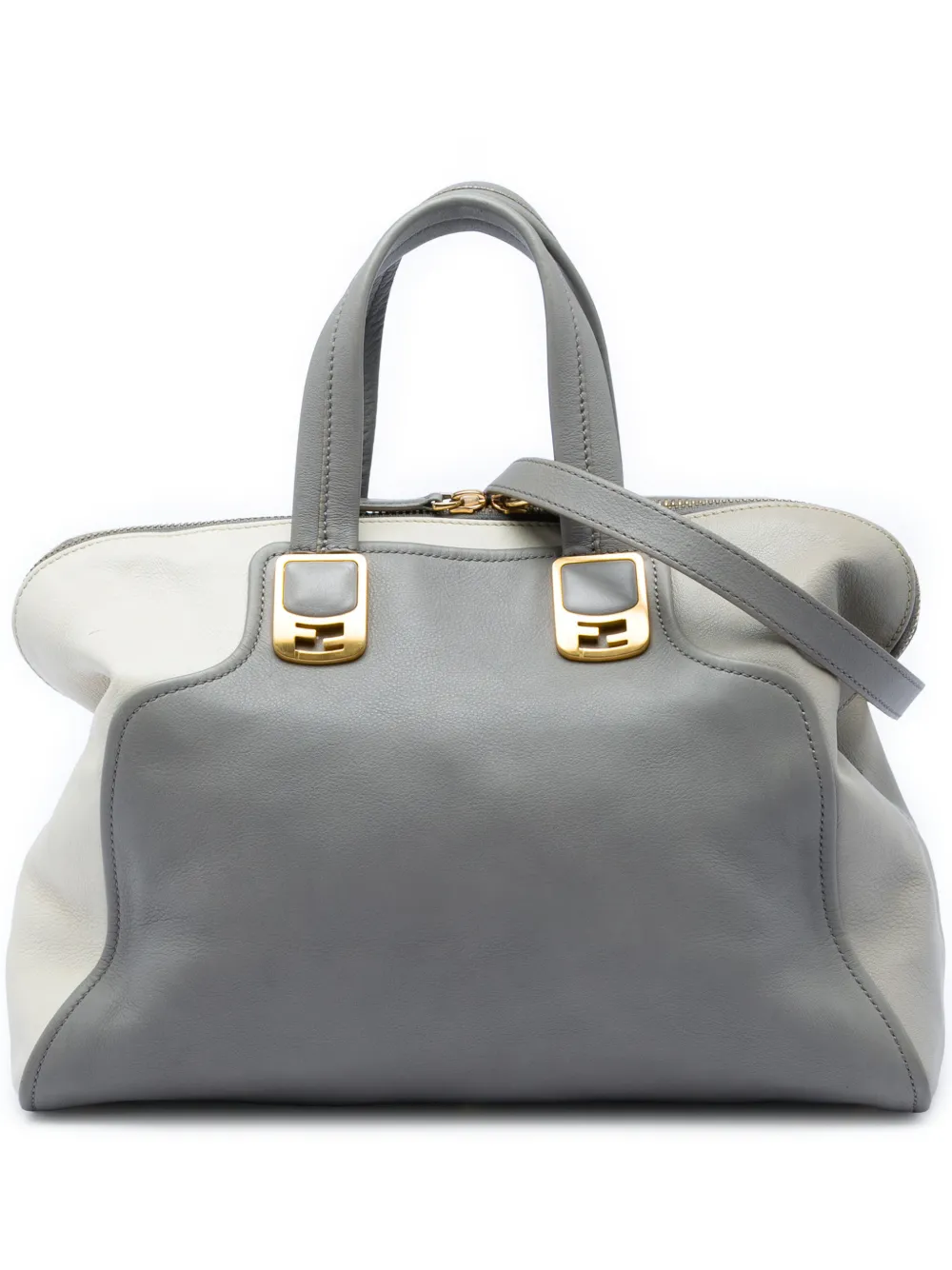 Fendi Pre-Owned 2010-2026 Large Leather Colorblock Chameleon satchel - Grey