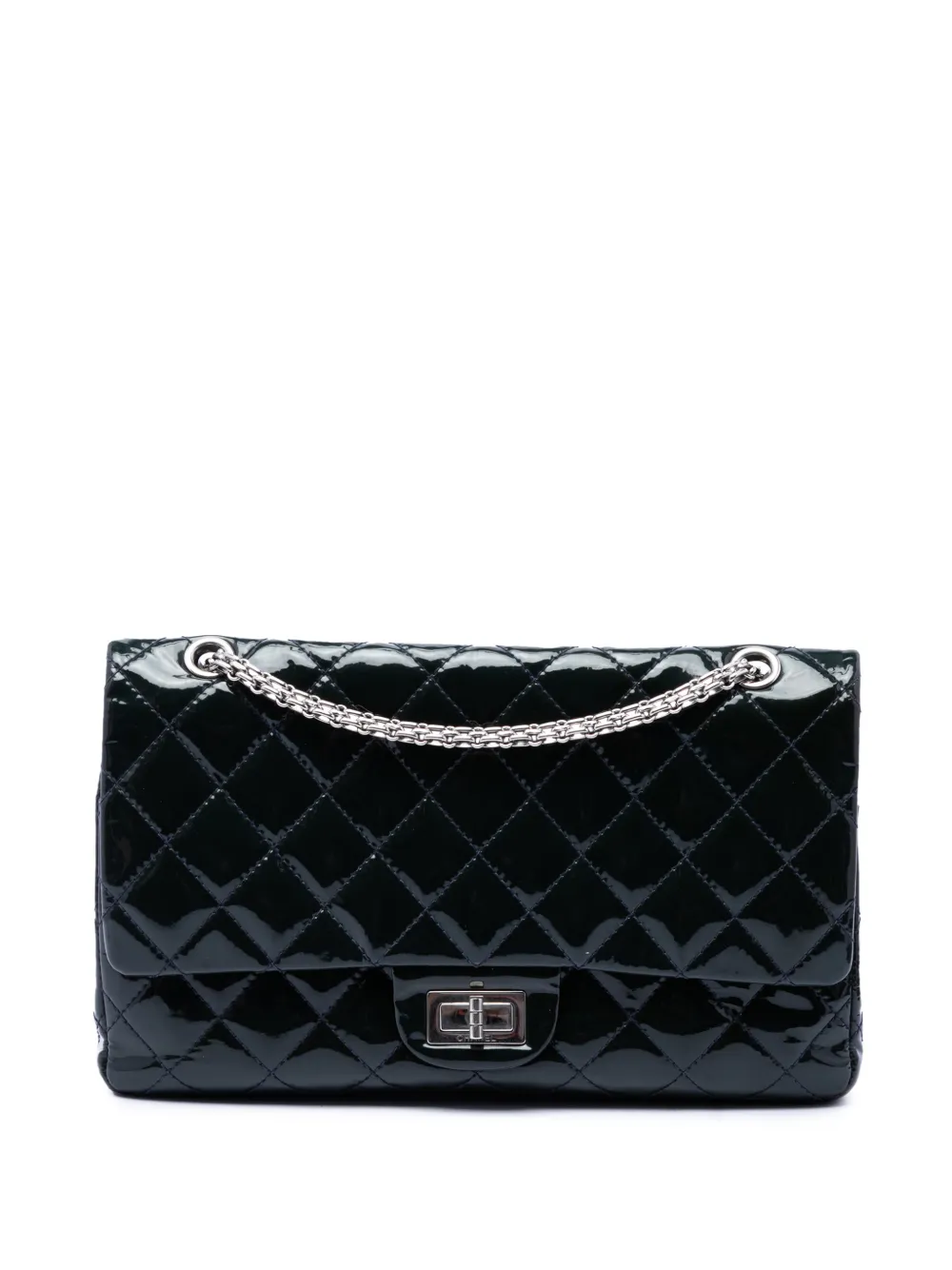 CHANEL Pre-Owned 2009-2010 Quilted Patent Reissue 2.55 Double Flap 227 shoulder bag - Blue