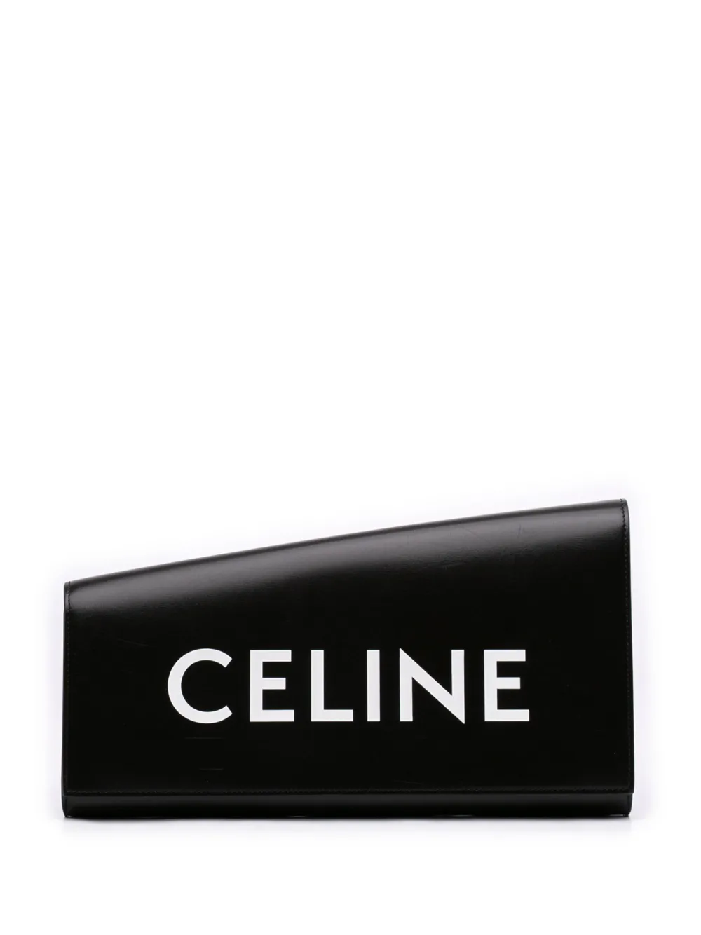 Celine Pre-Owned 2022 Leather Asymmetric Logo clutch bag - Black