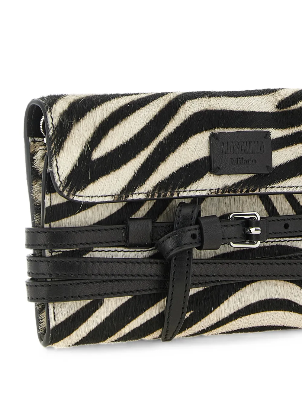 Moschino Tie Me portemonnee met ketting en zebra-print Beige