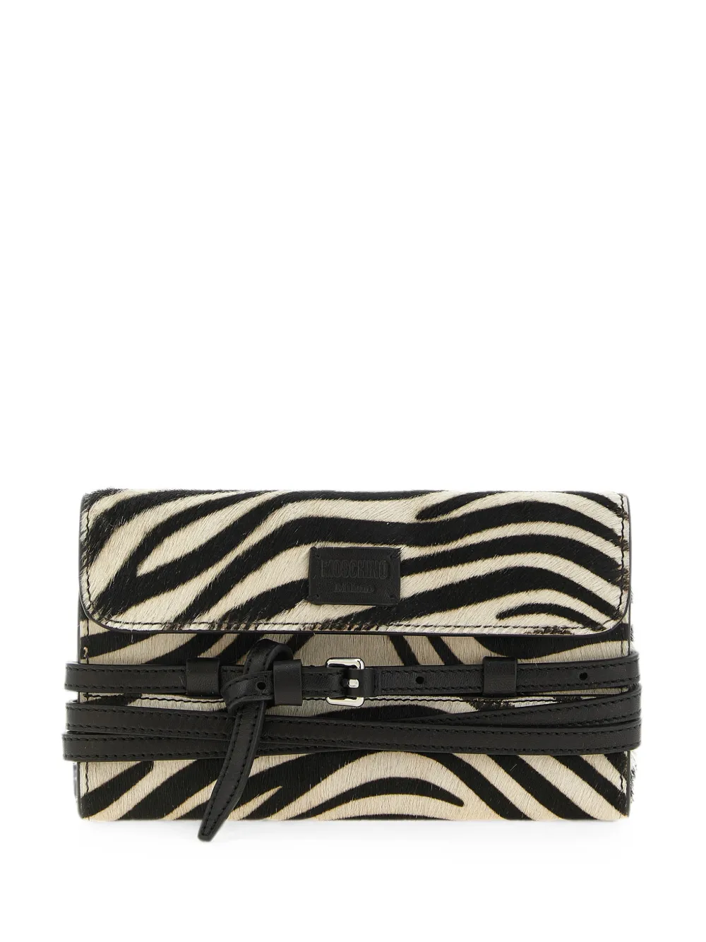 Moschino zebra-print Tie Me wallet on chain - Toni neutri