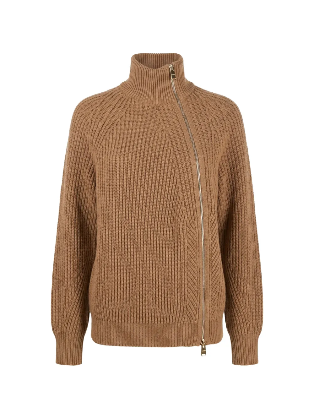 DONDUP Gerippter Cardigan mit asymmetrischem Reißverschluss - Braun